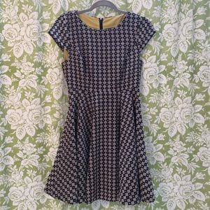 Anthropologie Maeve Black & Cream Geo Design Dress